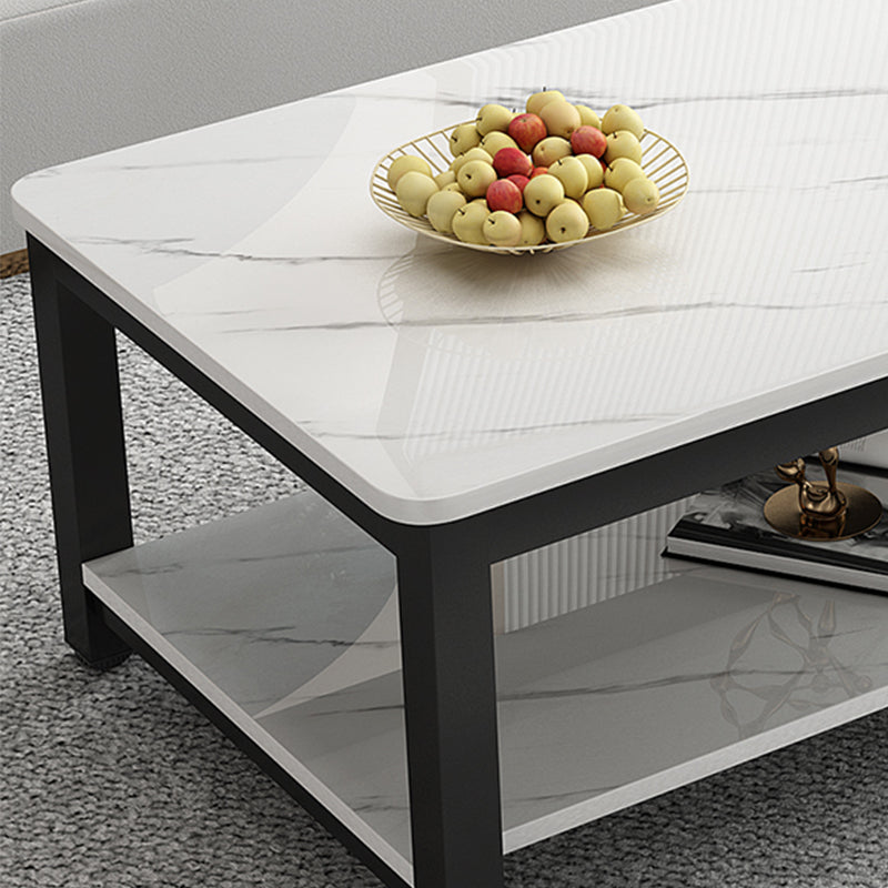 17"H Contemporary Coffee Table Rectangle White Coffee Cocktail Table