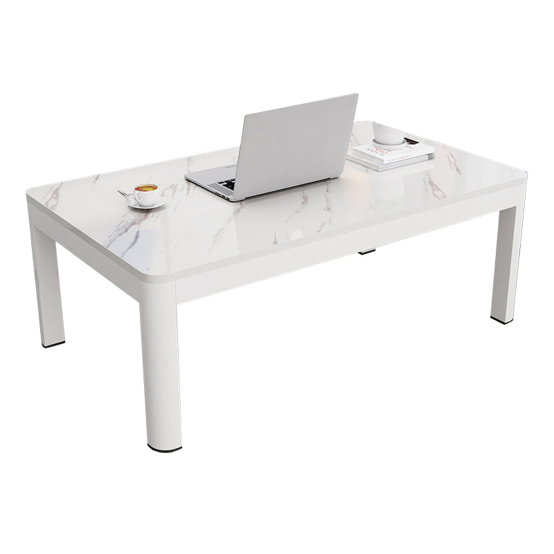 17"H Contemporary Coffee Table Rectangle White Coffee Cocktail Table