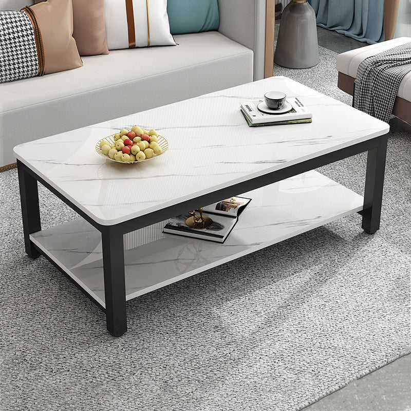 17"H Contemporary Coffee Table Rectangle White Coffee Cocktail Table