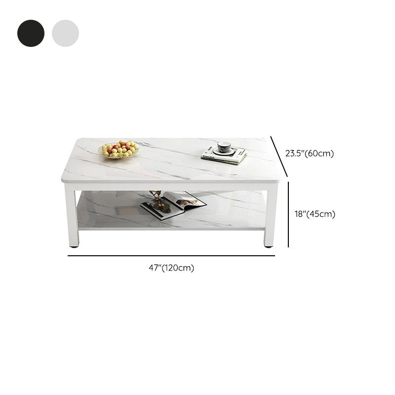 17"H Contemporary Coffee Table Rectangle White Coffee Cocktail Table