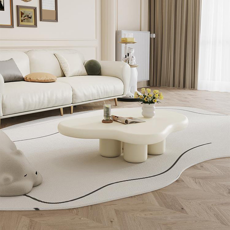 Modern Single Coffee Table No Distressing Free-Form 4 Legs Coffee Table
