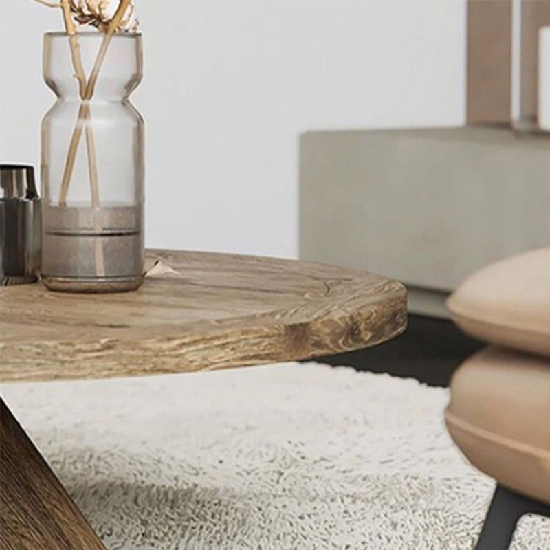 15"H Contemporary Coffee Table Solid Wood Round Coffee Cocktail Table
