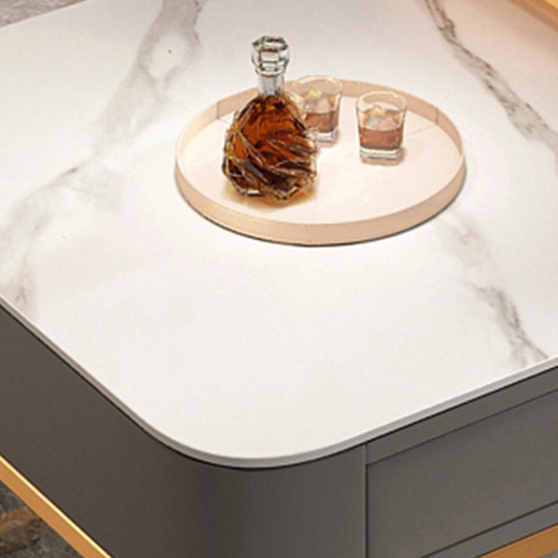 Glam Coffee Table Set Frame Square 2-Piece Coffee Cocktail Table