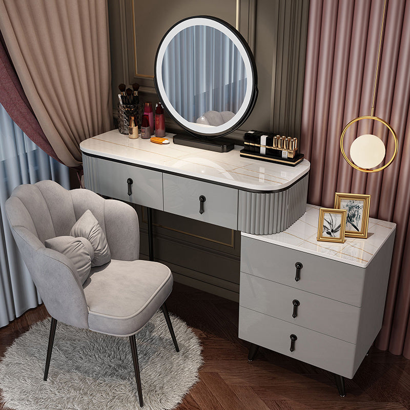 Mirrored Vanity Table and Stool Set Engineered Wood Vanity Desk