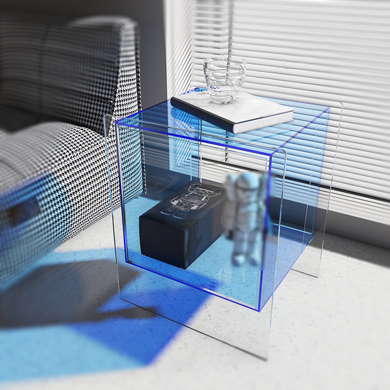 Modern Plastic End Table Set Square Bedside Side Table with Storage