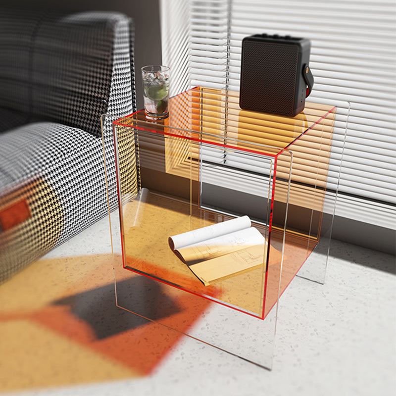 Modern Plastic End Table Set Square Bedside Side Table with Storage