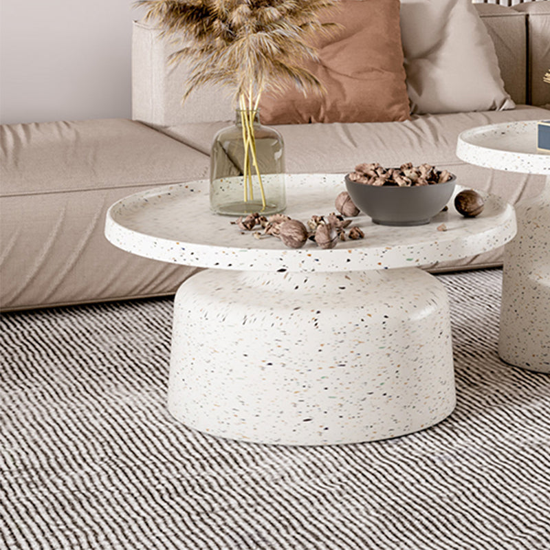 Modern Round Tray Top Cocktail Table Steel Pedestal Coffee Table
