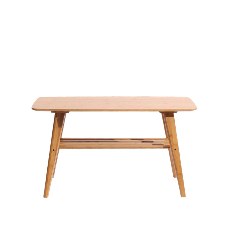 4 Legs Coffee Table Modern Wood Oval Cocktail Table with Shelf