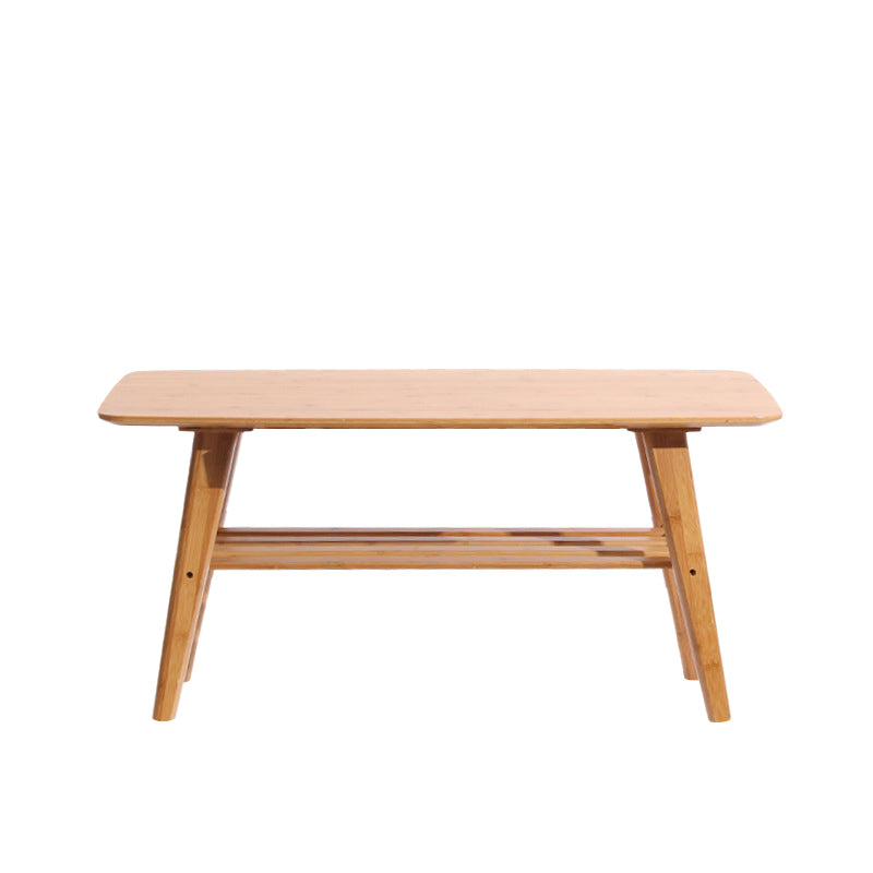 4 Legs Coffee Table Modern Wood Oval Cocktail Table with Shelf