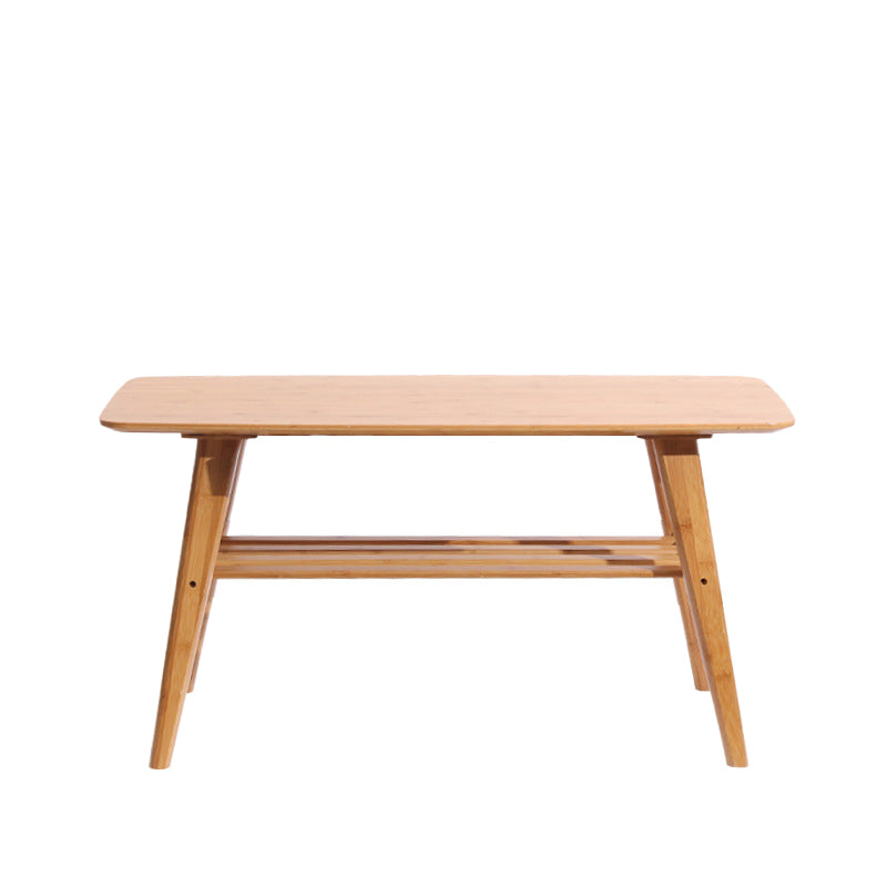 4 Legs Coffee Table Modern Wood Oval Cocktail Table with Shelf