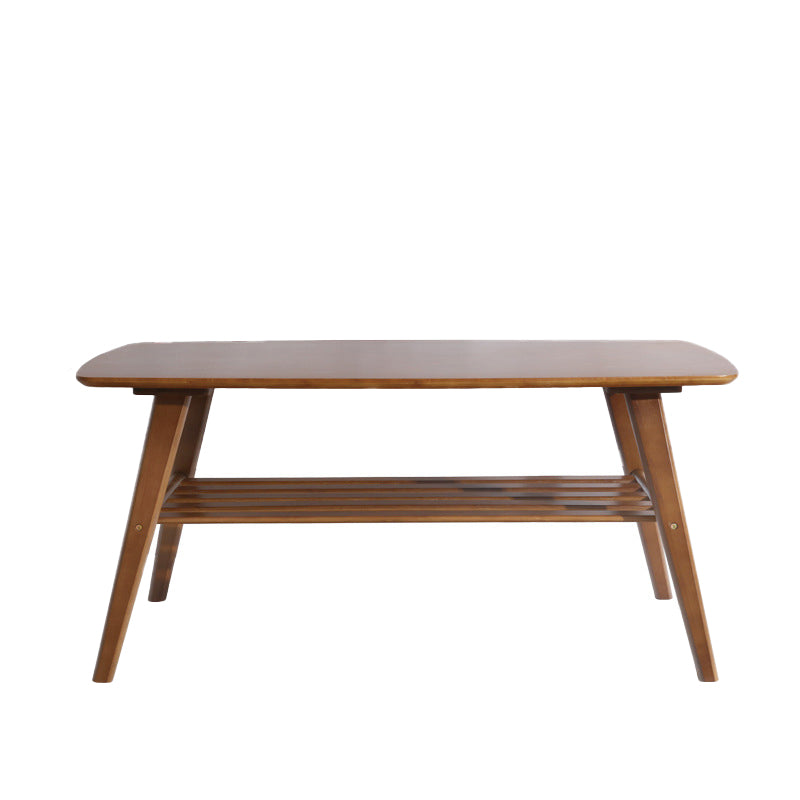 4 Legs Coffee Table Modern Wood Oval Cocktail Table with Shelf