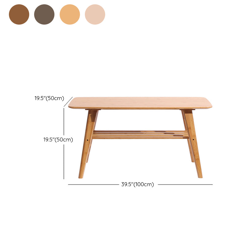 4 Legs Coffee Table Modern Wood Oval Cocktail Table with Shelf