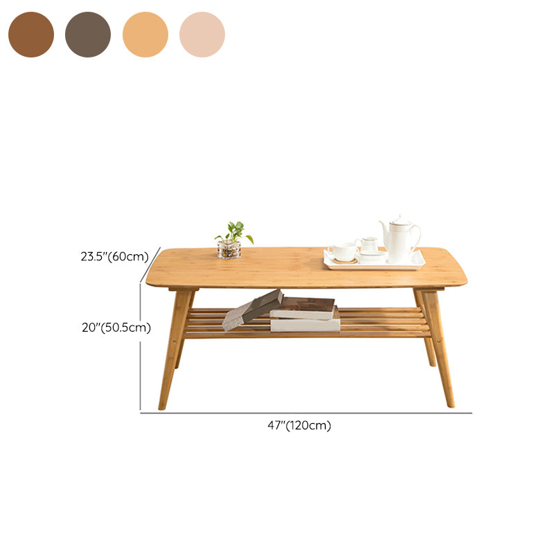 4 Legs Coffee Table Modern Wood Oval Cocktail Table with Shelf