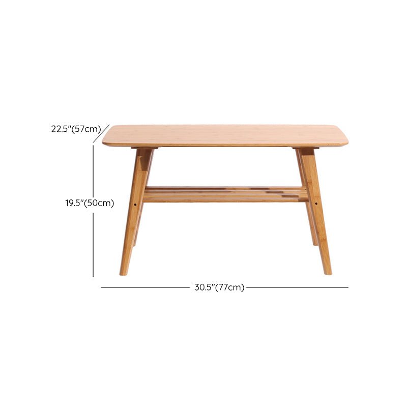 4 Legs Coffee Table Modern Wood Oval Cocktail Table with Shelf