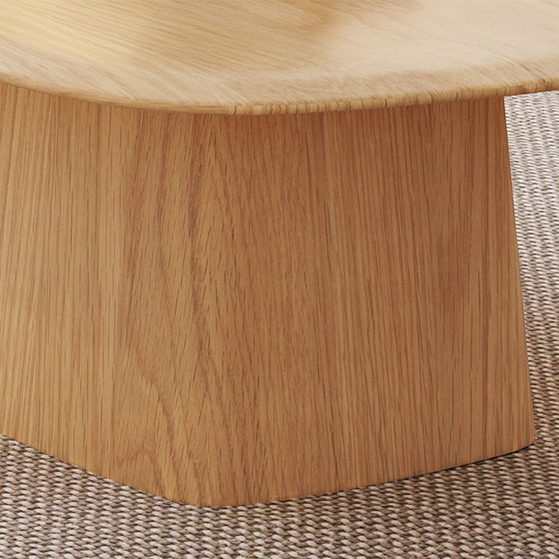 Contemporary Solid Wood Oval Cocktail Table Pedestal Coffee Table