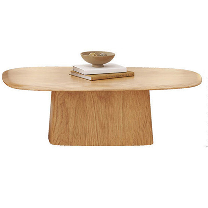 Contemporary Solid Wood Oval Cocktail Table Pedestal Coffee Table