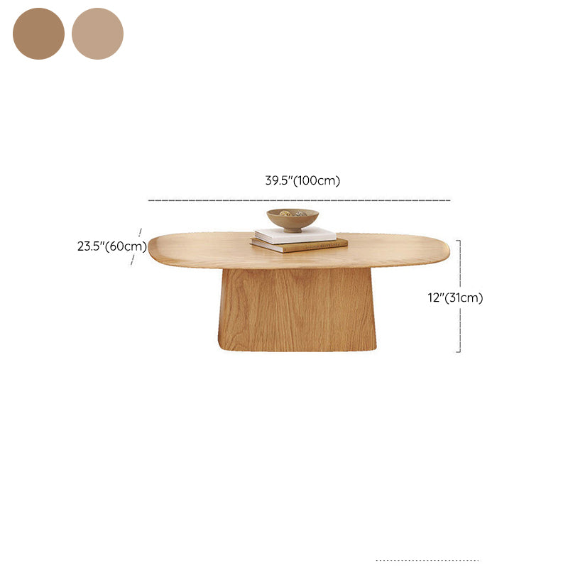 Contemporary Solid Wood Oval Cocktail Table Pedestal Coffee Table
