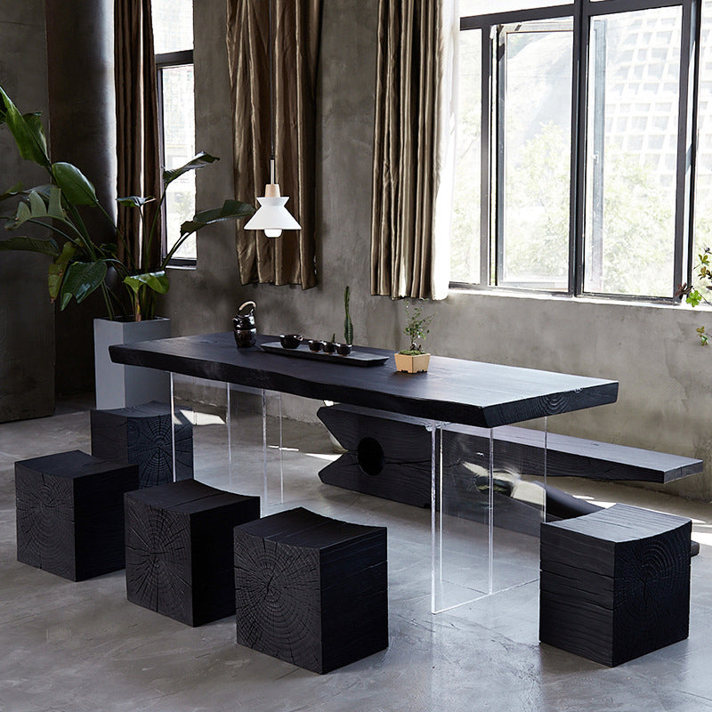 Modern 1/7 Pieces Dining Set Rectangle Pine Wood Dining Table for Kitchen