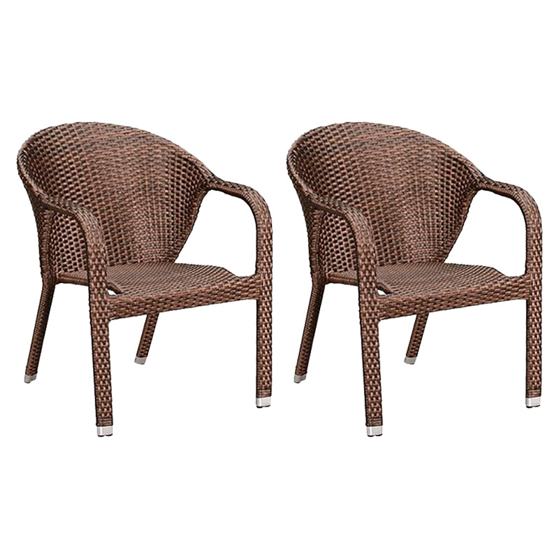 Tropical Brown Patio Arm Chair with Arm Rattan Dining Armchair
