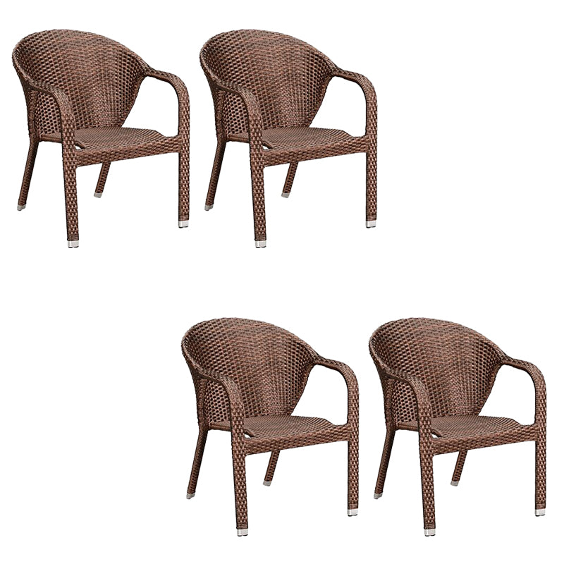Tropical Brown Patio Arm Chair with Arm Rattan Dining Armchair