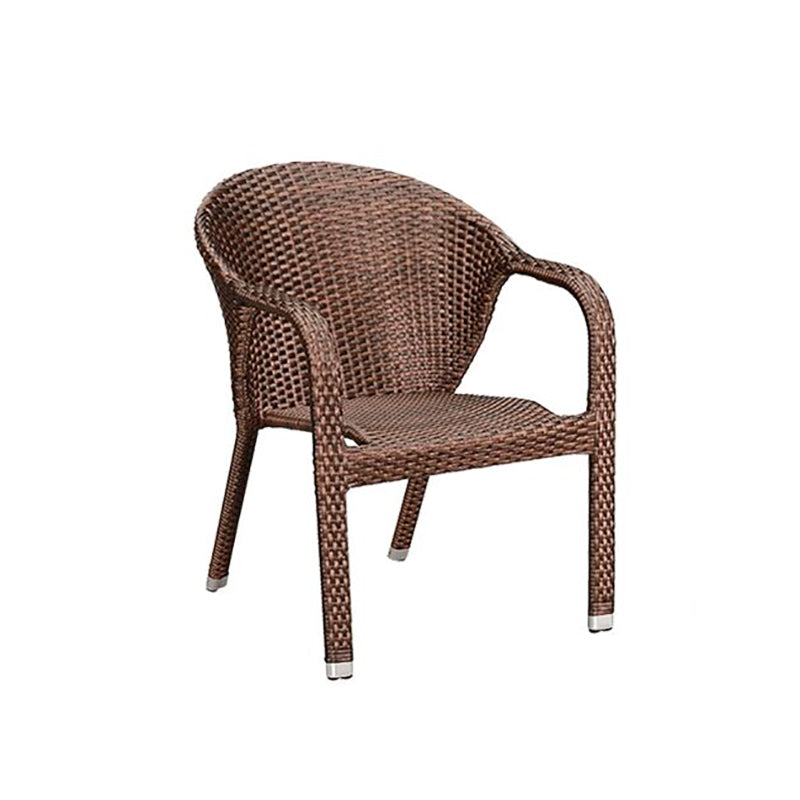 Tropical Brown Patio Arm Chair with Arm Rattan Dining Armchair