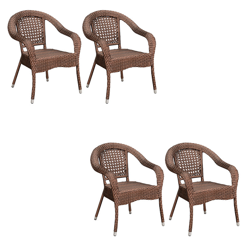Tropical Brown Patio Arm Chair with Arm Rattan Dining Armchair