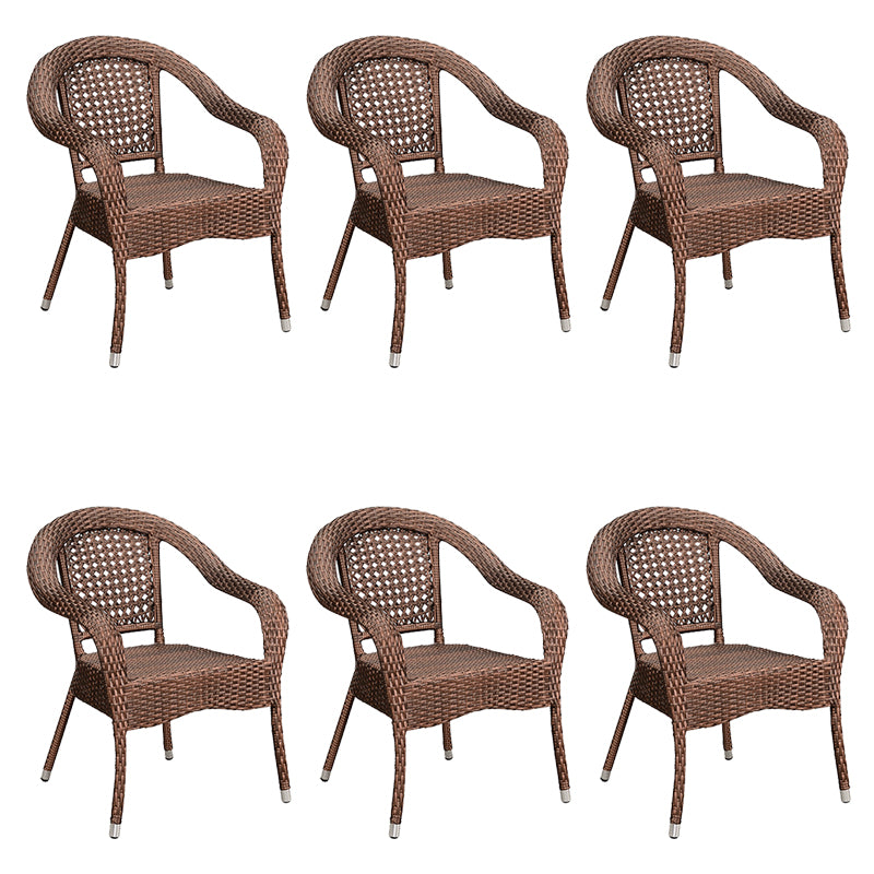 Tropical Brown Patio Arm Chair with Arm Rattan Dining Armchair