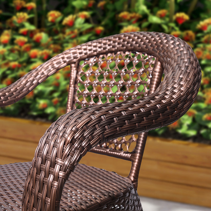 Tropical Brown Patio Arm Chair with Arm Rattan Dining Armchair