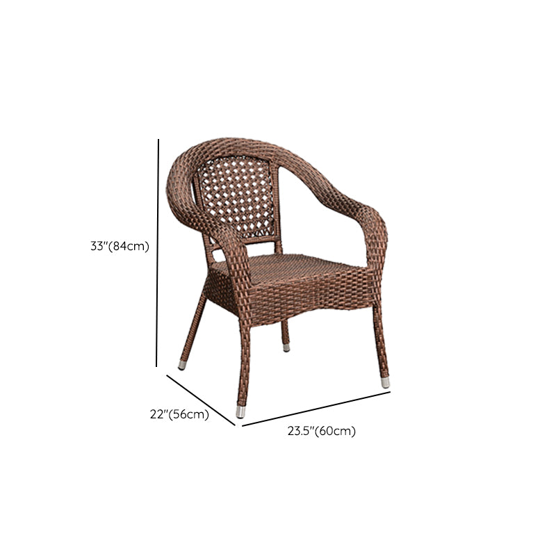 Tropical Brown Patio Arm Chair with Arm Rattan Dining Armchair