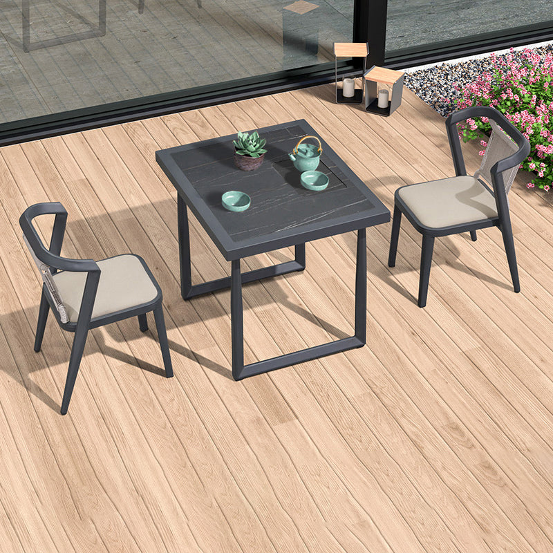 Tropical Rattan Gray Armed Chairs with Arm Patio Dining Chair