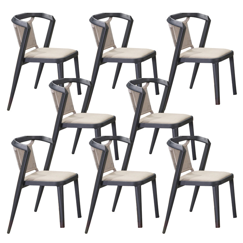 Tropical Rattan Gray Armed Chairs with Arm Patio Dining Chair