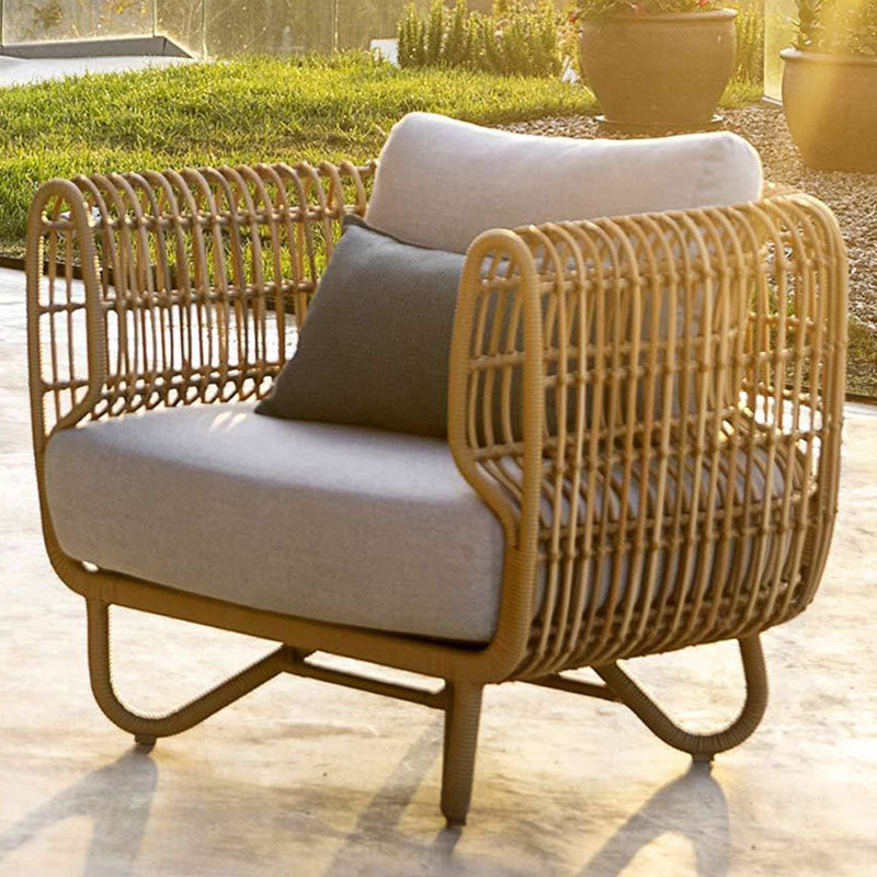 Rattan Patio Sofa Rust Resistant Outdoor Patio Sofa with Cushion