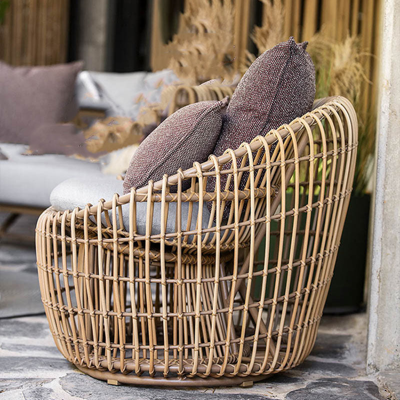 Rattan Patio Sofa Rust Resistant Outdoor Patio Sofa with Cushion