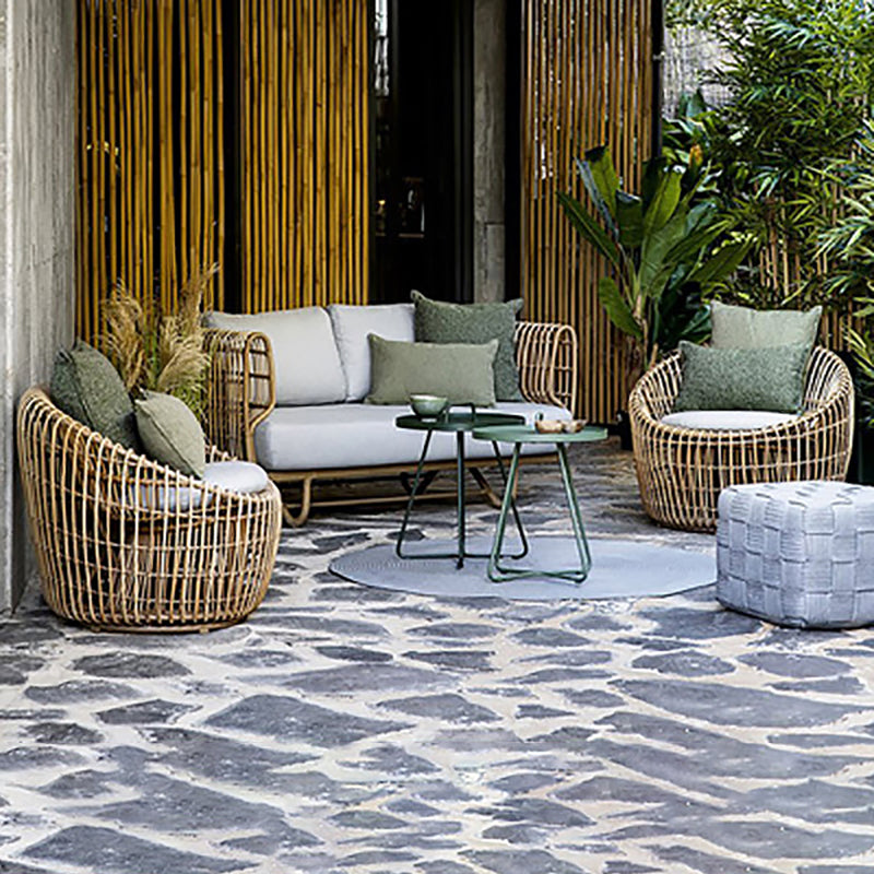 Rattan Patio Sofa Rust Resistant Outdoor Patio Sofa with Cushion