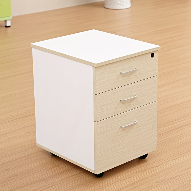Contemporary File Cabinets Wood File Pedestal with Key Lock for Home Office