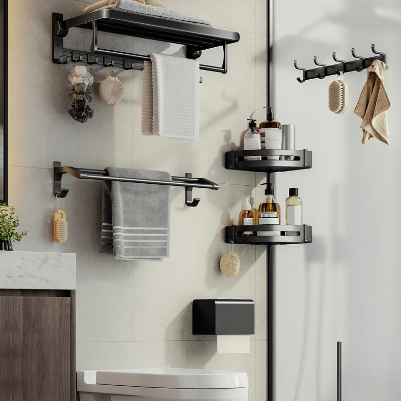 Contemporary Bath Hardware Set Matte Black Bathroom Set with Robe Hooks/Towel Bar
