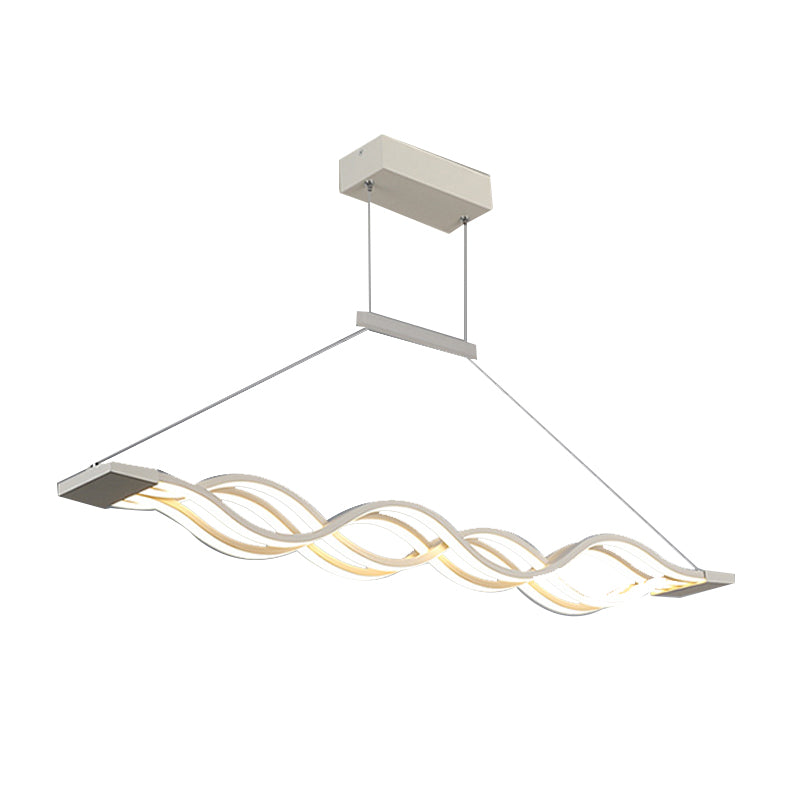 Linear Island Lighting Contemporary Metal Chandelier Light in White