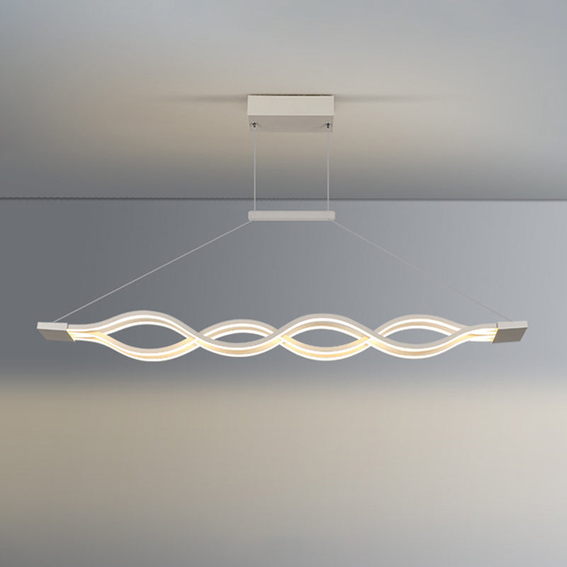 Linear Island Lighting Contemporary Metal Chandelier Light in White