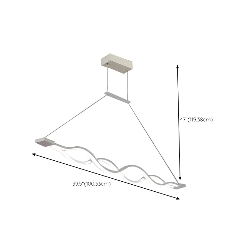 Linear Island Lighting Contemporary Metal Chandelier Light in White