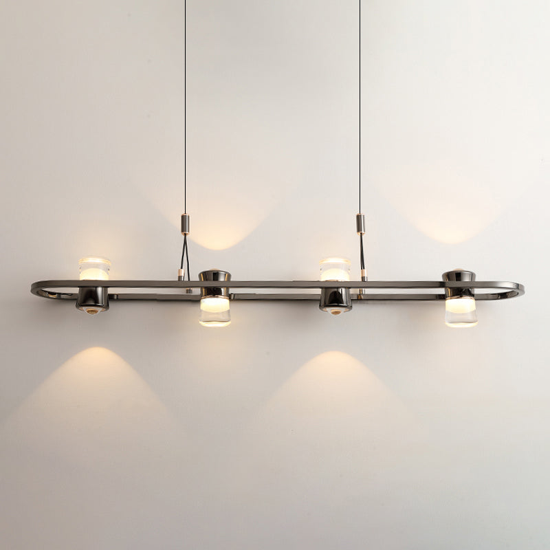 Modern Hanging Light Metal Island Light Fixture in Black for Dining Room