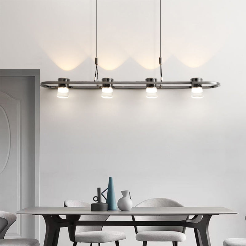 Modern Hanging Light Metal Island Light Fixture in Black for Dining Room