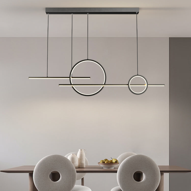 LED Island Lamp Modern Simple Island Hanging Lamp with Silica Gel Shade for Dining Room