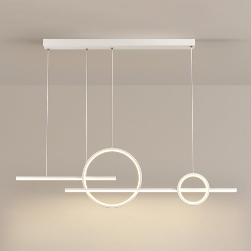 LED Island Lamp Modern Simple Island Hanging Lamp with Silica Gel Shade for Dining Room