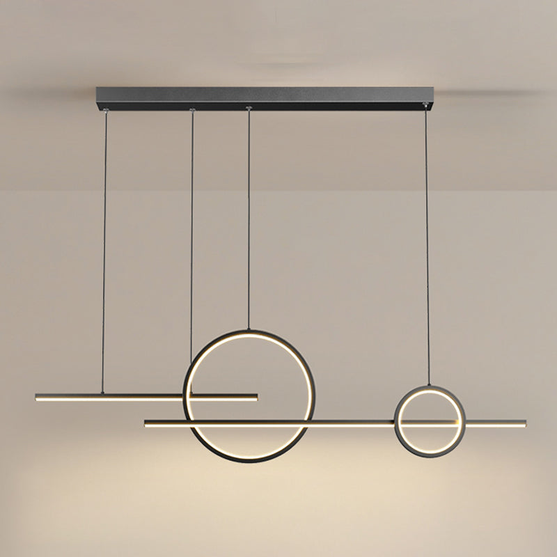 LED Island Lamp Modern Simple Island Hanging Lamp with Silica Gel Shade for Dining Room