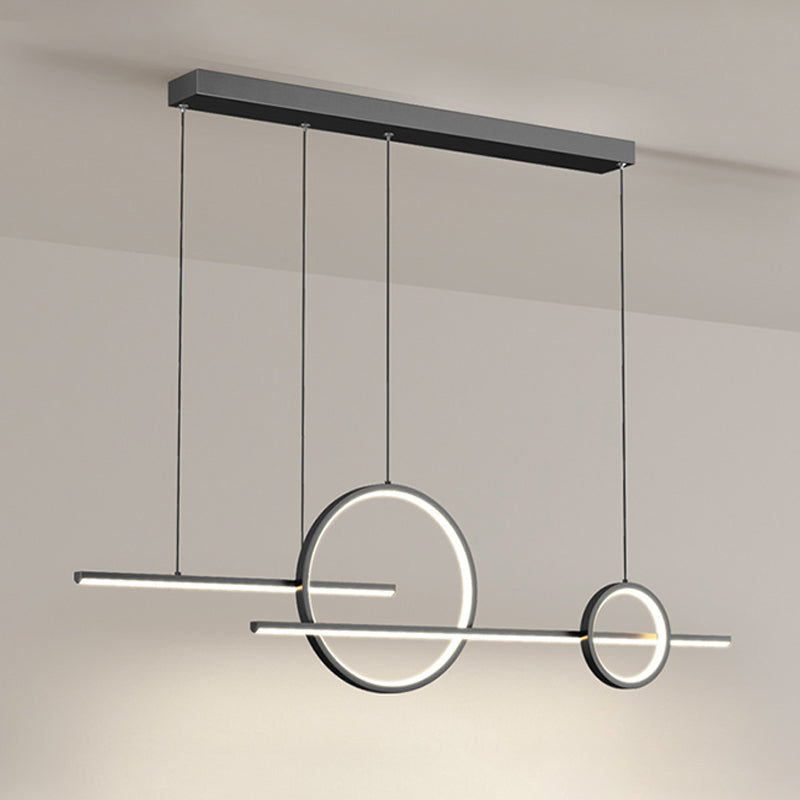 LED Island Lamp Modern Simple Island Hanging Lamp with Silica Gel Shade for Dining Room