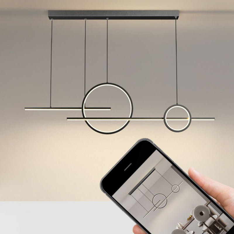LED Island Lamp Modern Simple Island Hanging Lamp with Silica Gel Shade for Dining Room