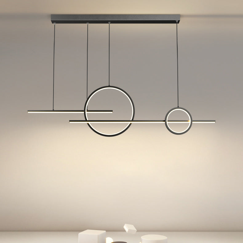 LED Island Lamp Modern Simple Island Hanging Lamp with Silica Gel Shade for Dining Room