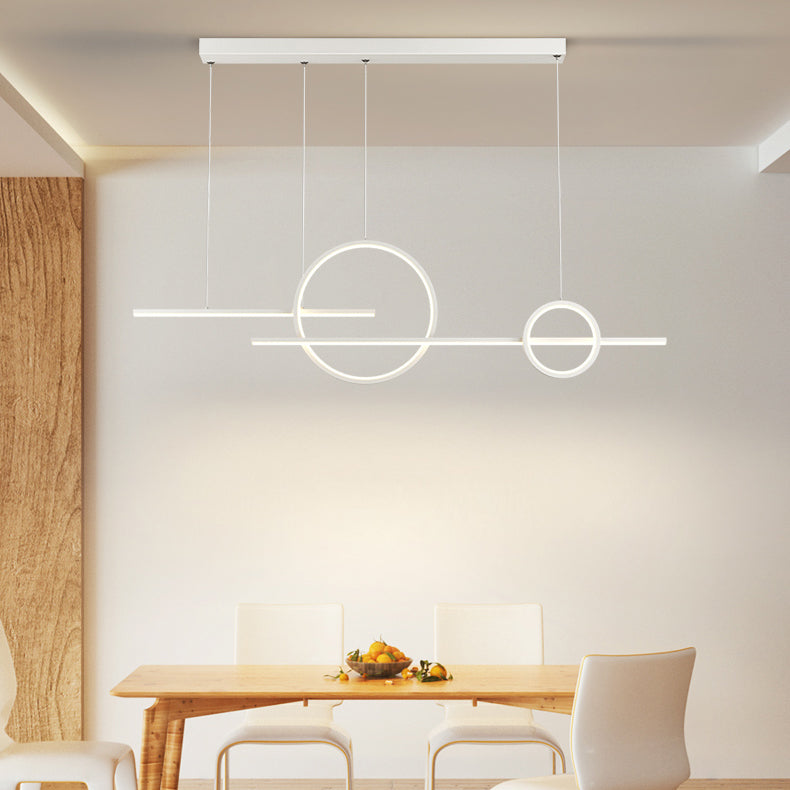 LED Island Lamp Modern Simple Island Hanging Lamp with Silica Gel Shade for Dining Room