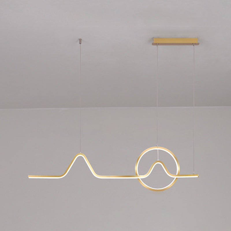 2-Light Modern Island Lighting Golden Metallic LED Ceiling Light for Bedroom