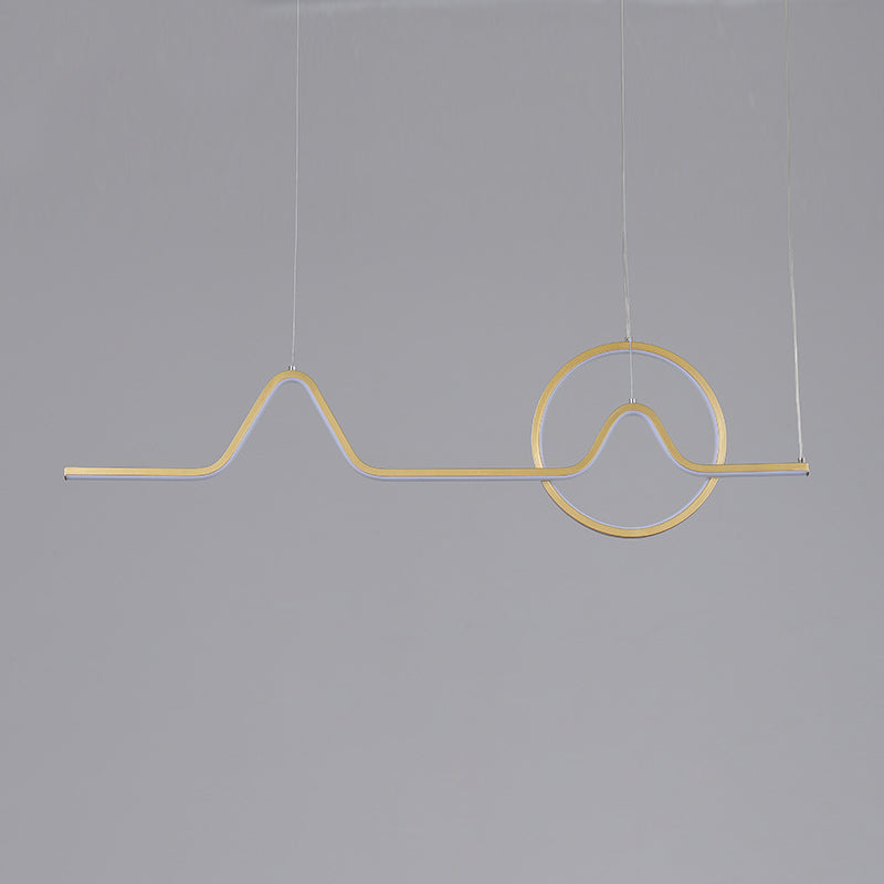 2-Light Modern Island Lighting Golden Metallic LED Ceiling Light for Bedroom